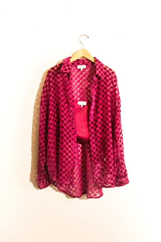 Magenta Checkered Top