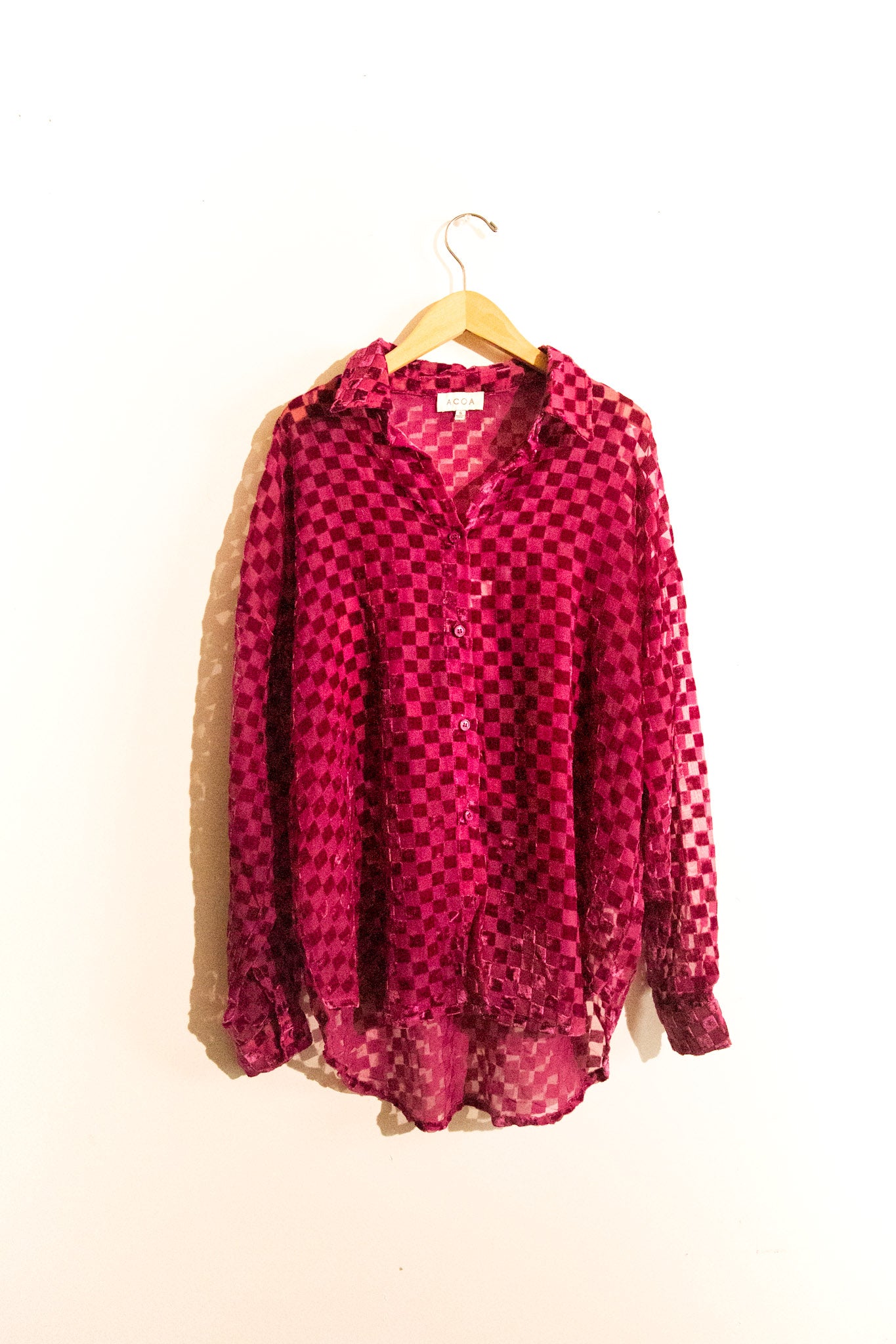 Magenta Checkered Top